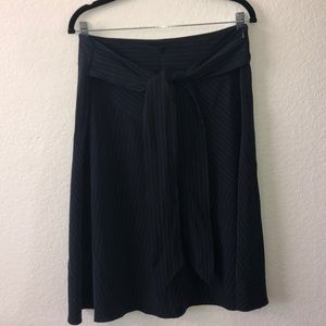 Navy Pinstripe Skirt with Bow